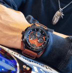 Men's Leather Waterproof Watch With Chronometers And Fluorescent Hands Excellent Design Perfect Gift - SJB-DIAMOND ELITES
