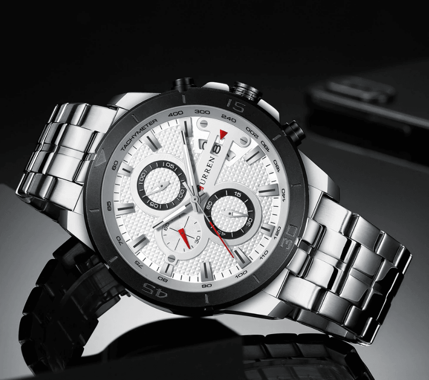 Men's Waterproof  Watch With Chronometers Day View And Fluorescent Hands Unique  Luxury Design  Perfect Gift Stevvex