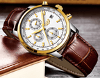 Men's  Waterproof Watch With Chronometers Date Display And Fluorescent Pointers Excellent Look Perfect Gift Stevvex