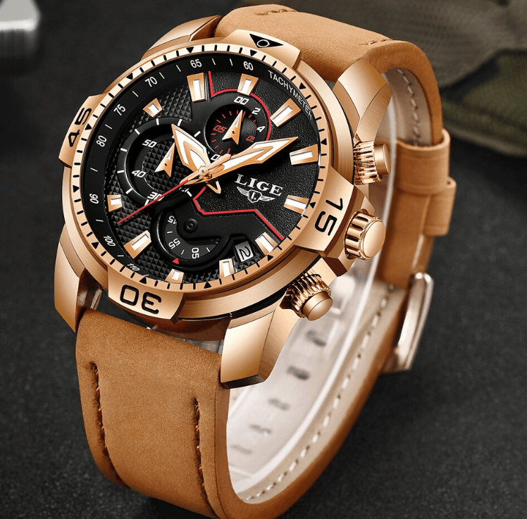 Men's Elegant Waterproof  Watch With Leather Straps   Business Style Watches Unique Design Perfect Gift For Your Man Stevvex