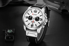 Retro  Waterproof Watch With Chronometers Steel Case And Leather Belts Unique Design Excellent Look Perfect Gift For Your Man Stevvex