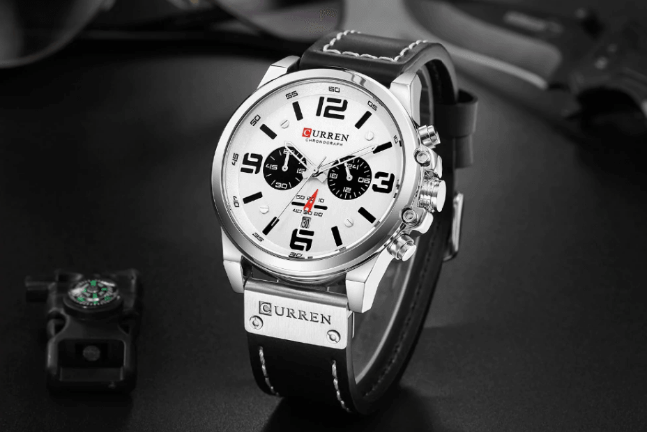 Retro  Waterproof Watch With Chronometers Steel Case And Leather Belts Unique Design Excellent Look Perfect Gift For Your Man Stevvex