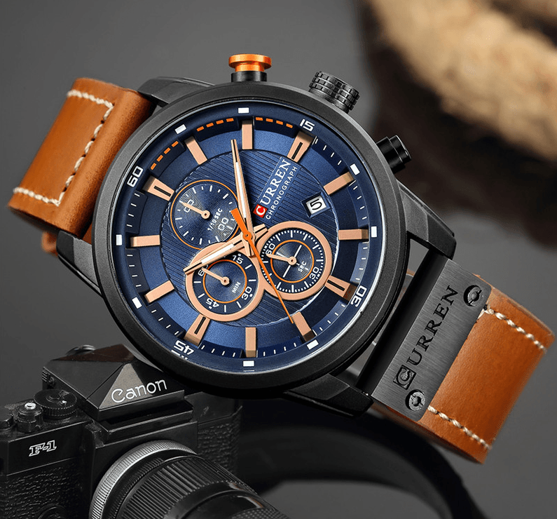 Men's Waterproof Elegant Sport Watch With Chronometers Day View, Leather  Belts And Hardlex Scratch Resistant Glass Perfect Gift For Him Stevvex
