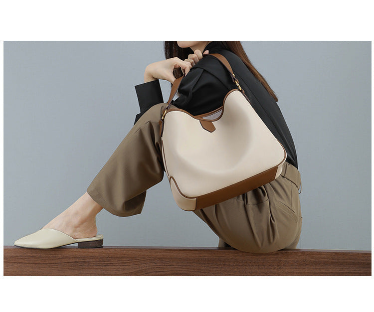 Genuine leather hobo handbags  trendy large-capacity commuter bag 5740 - SJB-DIAMOND ELITES