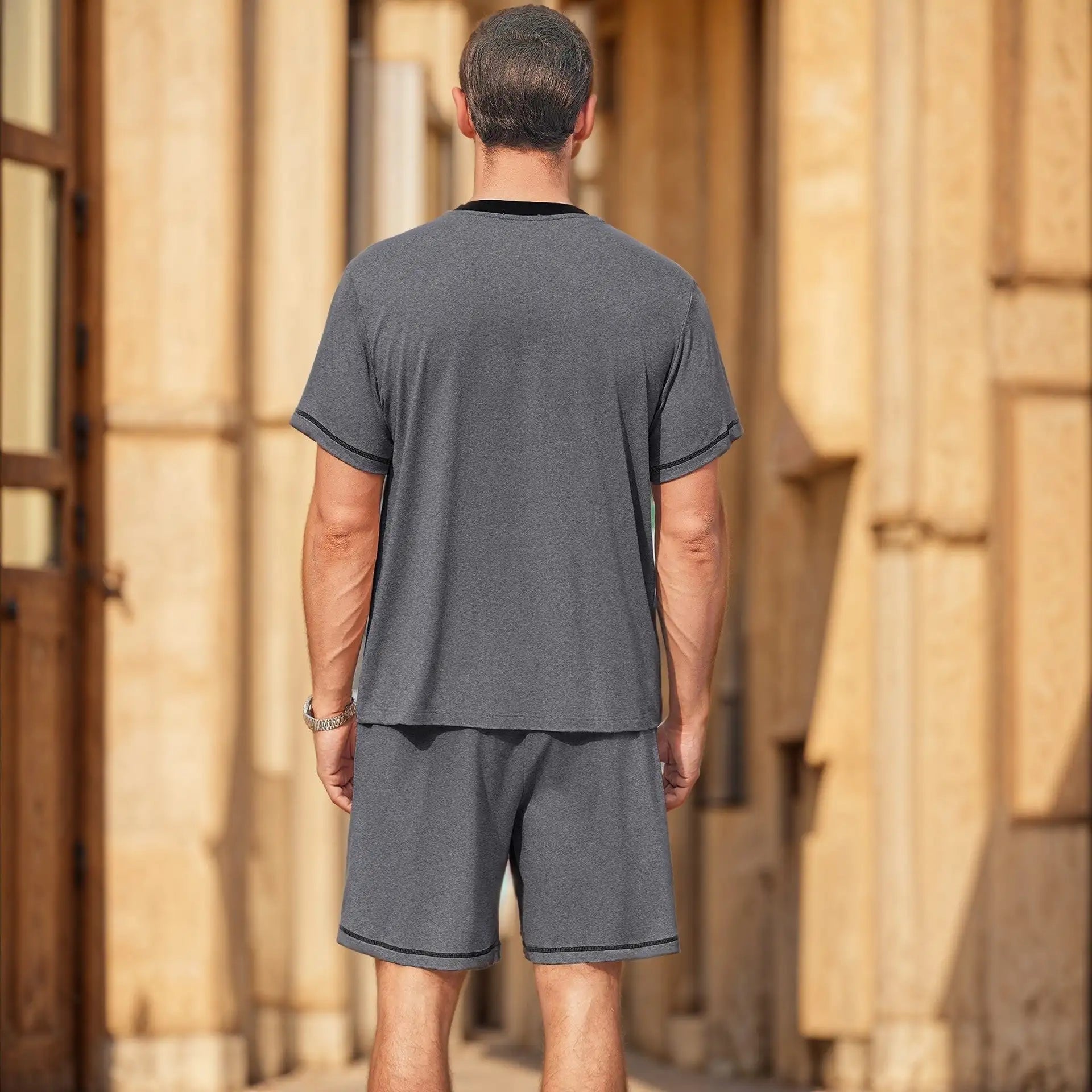 Men's Casual Suit Short-sleeved Shorts Two-piece Set