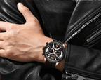 Men's Sports Waterproof Watch With Leather Belts, Chronometers And Large Numbers Details Luxury Watches Unique Design Excellent Gift Stevvex