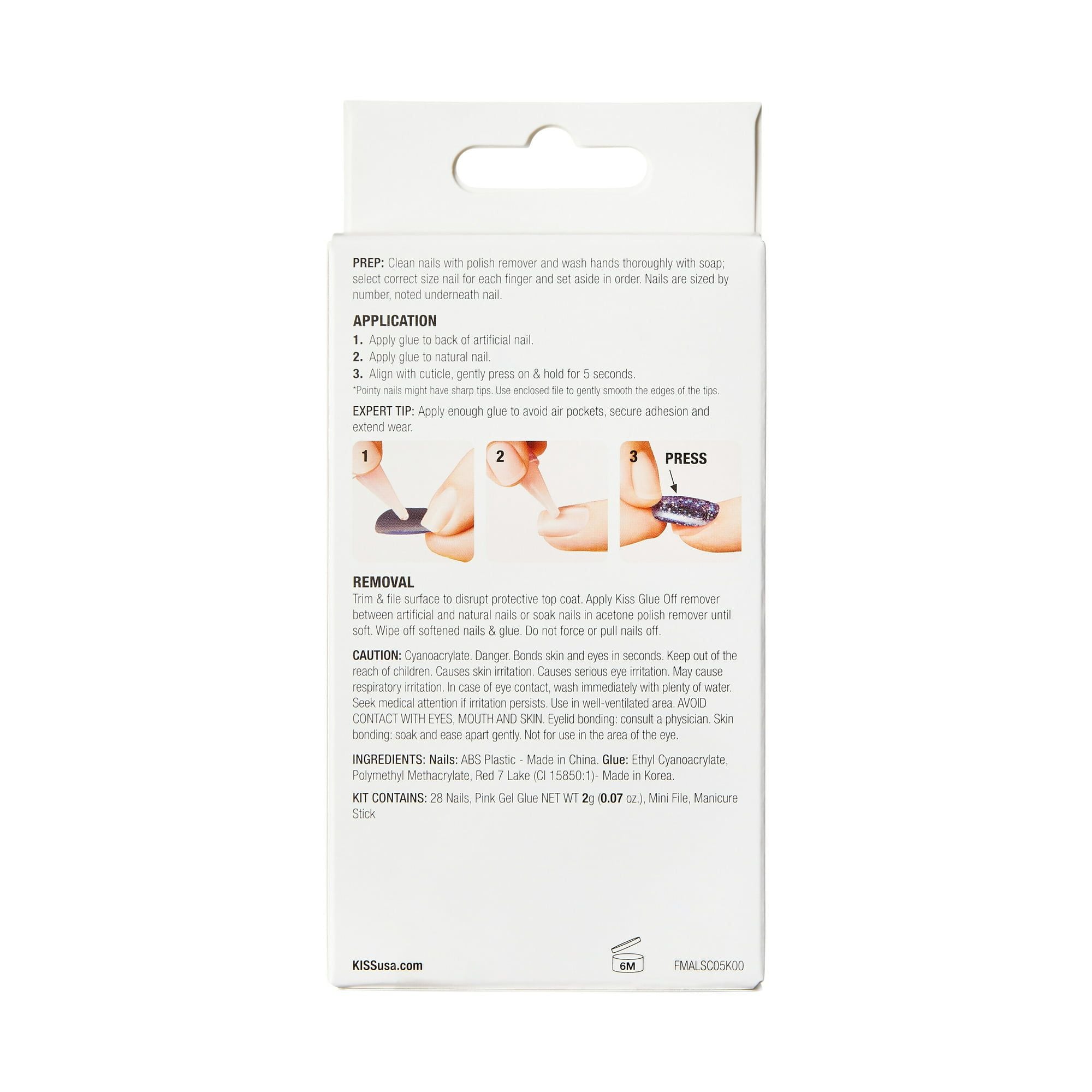 KISS Gel Fantasy Magnetic Long Coffin Gel Nails, Glossy Medium pink, 28 Count EasyOptionXY LLC