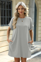 Short Sleeve Mini Dress with Pockets Casual & Stylish Everyday Wear