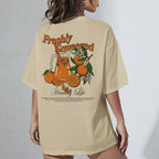 Orange Fruit T-Shirts Back Print Loose Botanical T Shirt Wom Lootquake LLC