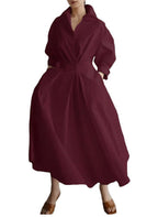 Long-sleeve Blouse Elastic Waist Swing Dress Pi-Mart