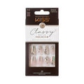 KISS Classy Premium Medium Coffin Glue-On Nails, Glossy Light White, 30 pieces