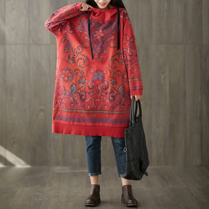 Women's printed long hoodie Pi-Mart