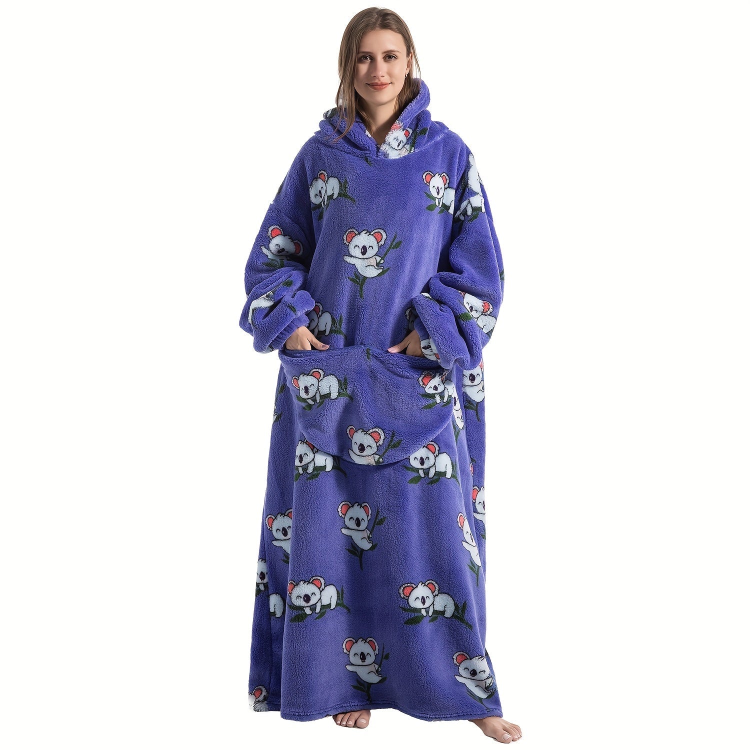1pc Extra Long Wearable Blanket Hoodie With Sleeves - Ultra Soft, Super Warm, and Cozy Fleece Oversized Hoodie Blanket with Giant Pocket for Snuggling Up - Perfect Gift for Women, Men, and Mom Lootquake LLC
