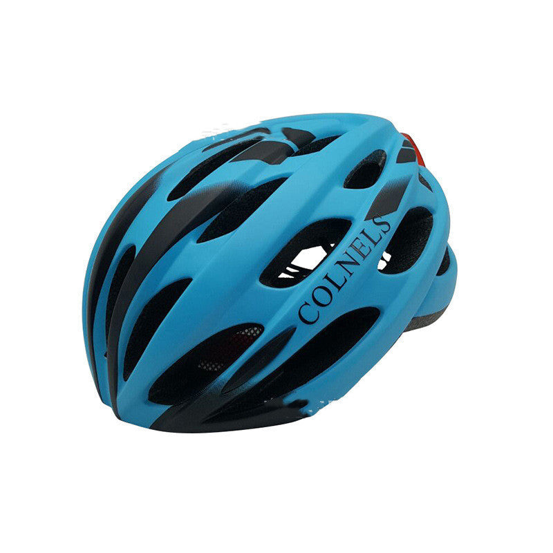 Bicycle helmet with taillight warning light glowing insect screen