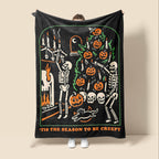 1pc Halloween Blanket Pumpkin Skull Throw Blanket Flannel Fleece Blanket For Women, Men, Fuzzy Plush Lightweight Blanket For Bedroom Couch Sofa Black Lootquake LLC