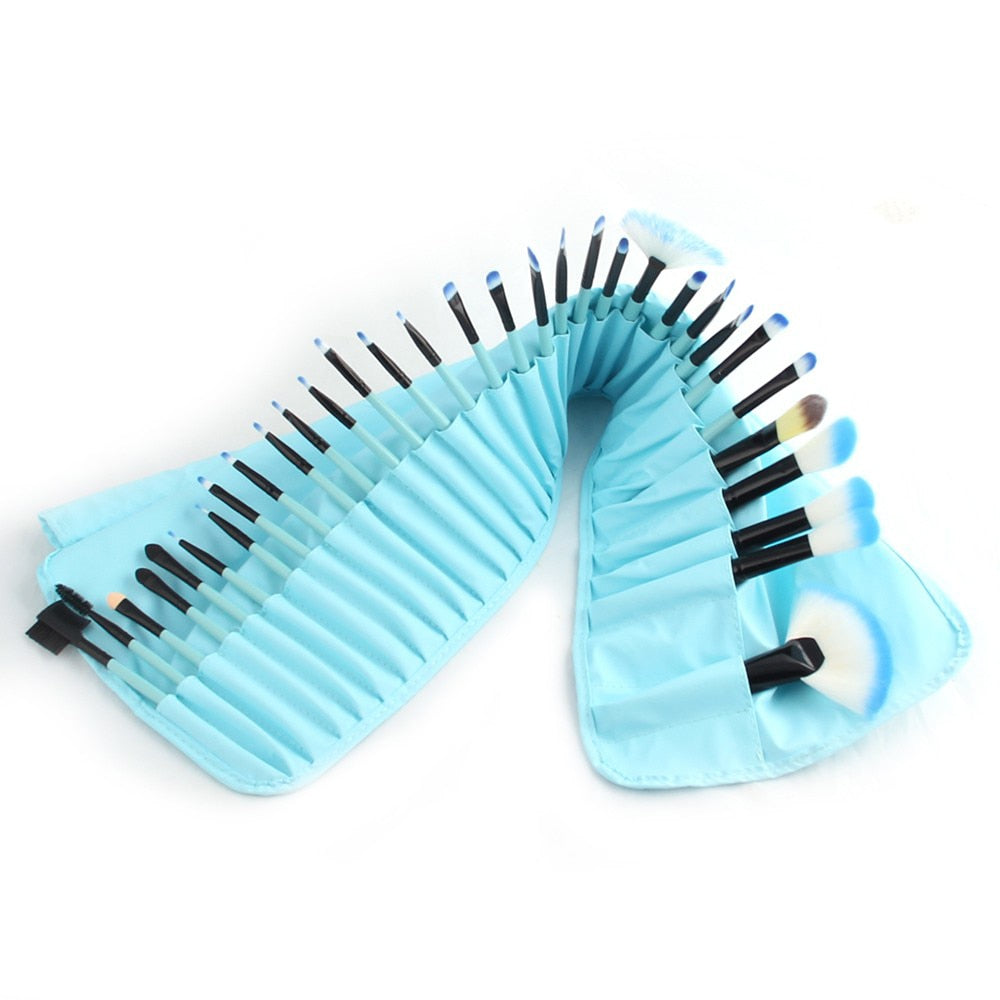 Professional 32Pcs Makeup Brush Foundation Eye Shadows Powder Blue Make Up Brushes Tools Cosmetic Bag pincel maquiagem Brushes Pi-Mart