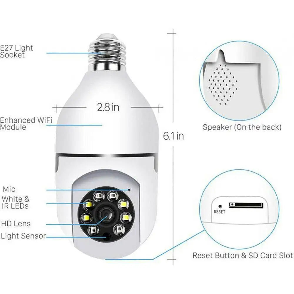 IR E27 Light Bulb Camera 1080P HD Wireless Wifi Smart Home Security Camera - SJB-DIAMOND ELITES