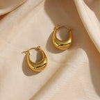 New Stainless Steel Hollow Glossy Thick U-shaped Earrings Pi-Mart