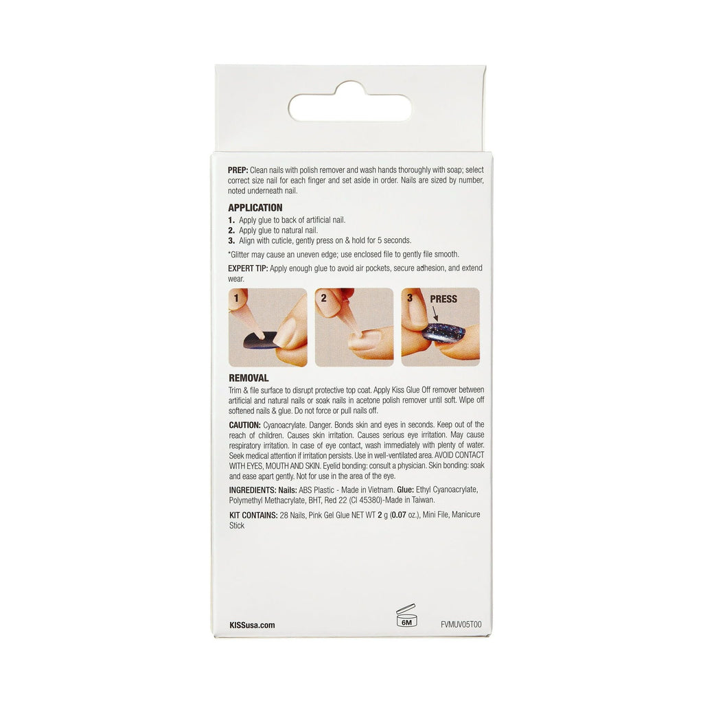 KISS Voguish Fantasy Medium Coffin Fake Nails Glossy Light White 28 Pieces EasyOptionXY LLC