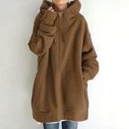 Zipper Hooded Long Plus Fleece Sweatshirt Pi-Mart