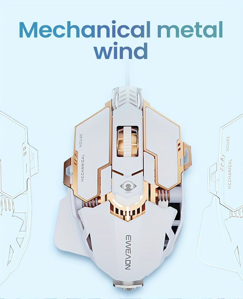 EWEADN G5 USB Wired Gaming Mouse Silent or audible optional Metal mechanical Mouse gamer with 8 Buttons Macro Function Keys, Support tail length adjustment to suit different hand sizes Perfect for desktop, laptop, computer, s