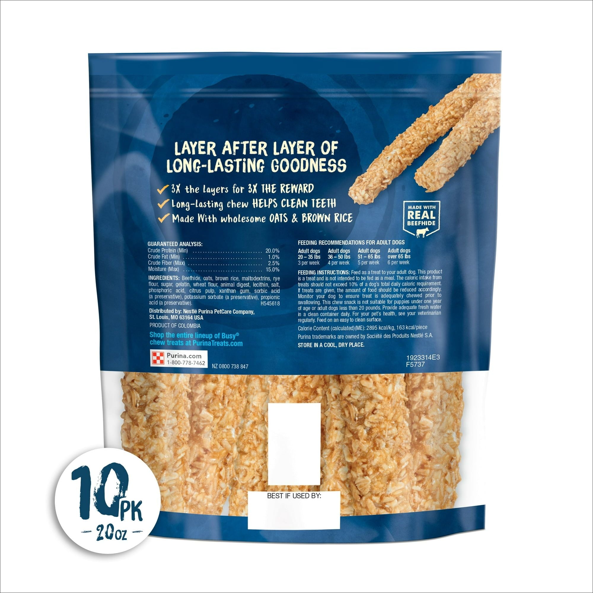 Purina Busy Rawhide Chewnola Oats & Brown Rice Treat for Dogs, 20 oz Pouch EasyOptionXY LLC