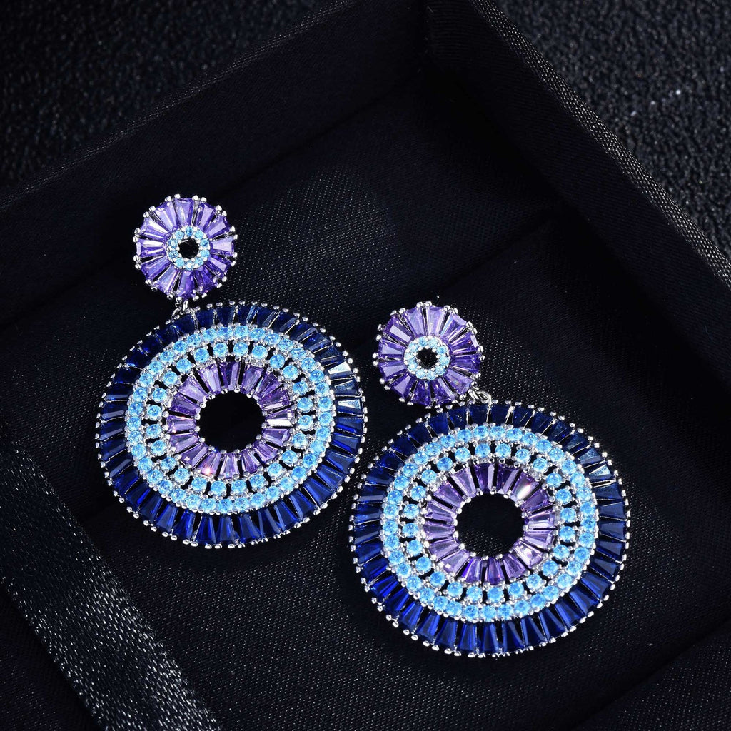 Heavy Industry Disc Color Exaggerated Temperament Earrings Pi-Mart
