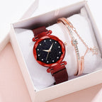Luxury Women Watches Bracelet Set Fashion Elegant Magnet Buckle Ladies Starry Sky Watch Set Relogio Pi-Mart