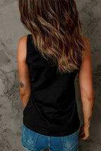 Black Strappy Hollow-out Neck Tank Top - SJB-DIAMOND ELITES