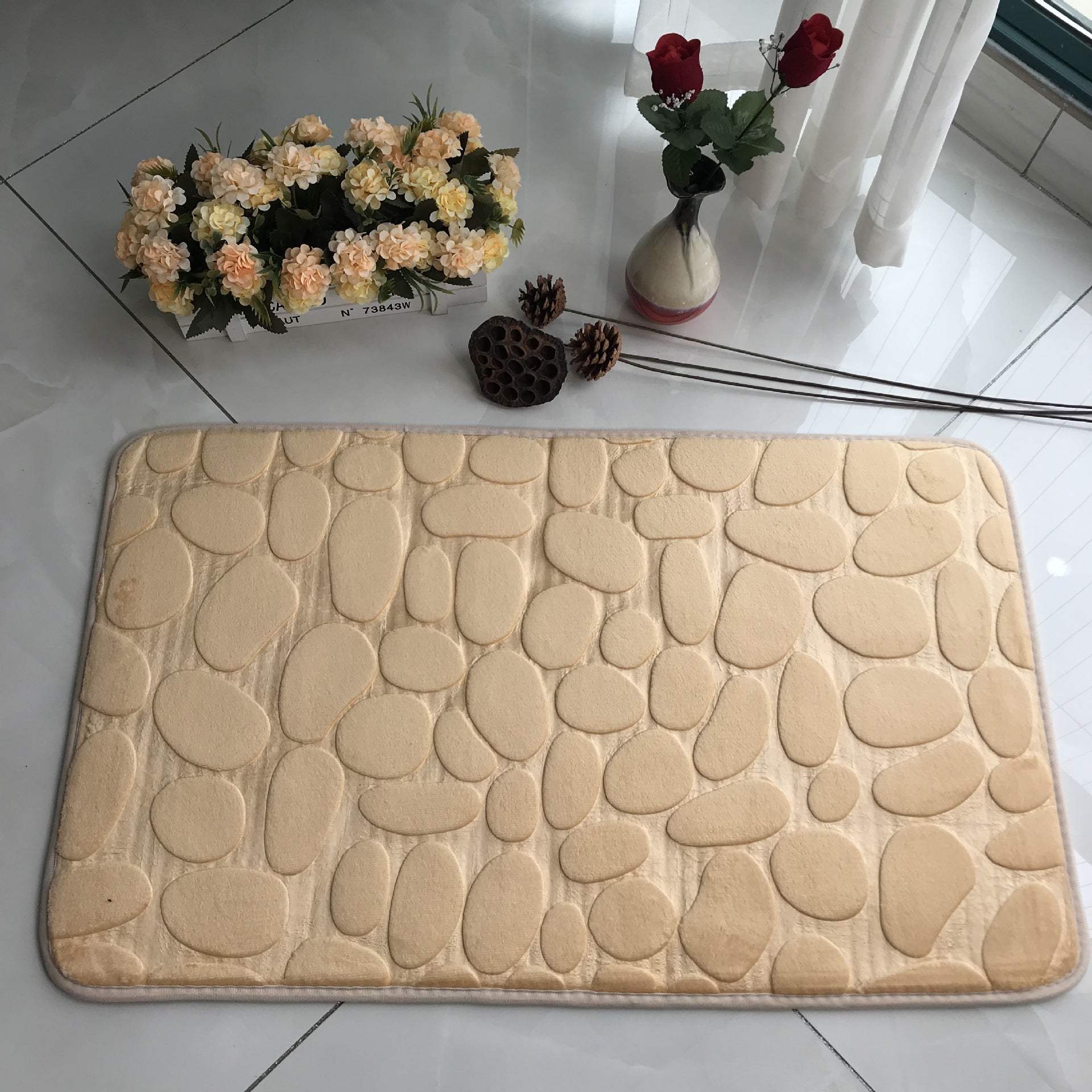 Absorbent Non-slip Stone Embossed Carpet Floor Mat Pi-Mart