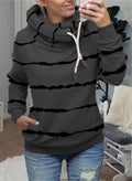 Printed Hooded Fleece Striped Sweatshirt Pi-Mart