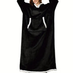 Women's Casual Lounge Robe - Plus Size Sherpa Fleece Hooded Extra Long Warm Oversized Wearable Blanket With Pockets - For Women - Perfect for Cozy Nights & Relaxation - Ideal Gift for Birthday & Holidays