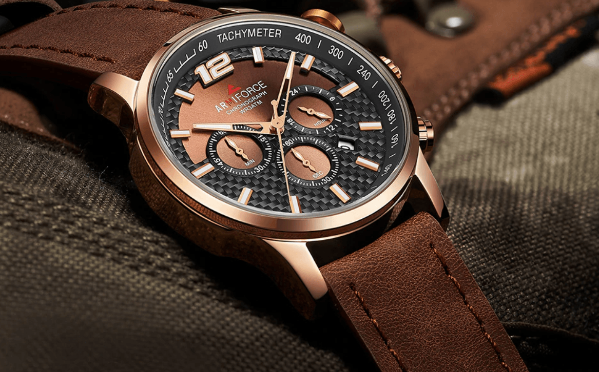 Mens Waterproof Sport Watch With Chronometers Day View And Cross-Matte Background Modern Man Watch Stevvex