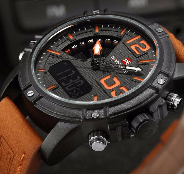 Men's Multifunction Digital Analog Waterproof Watch With Alarm And Automatic Time Zones Unique Design Excellent Gift - SJB-DIAMOND ELITES