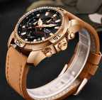 Men's Elegant Waterproof  Watch With Leather Straps   Business Style Watches Unique Design Perfect Gift For Your Man Stevvex
