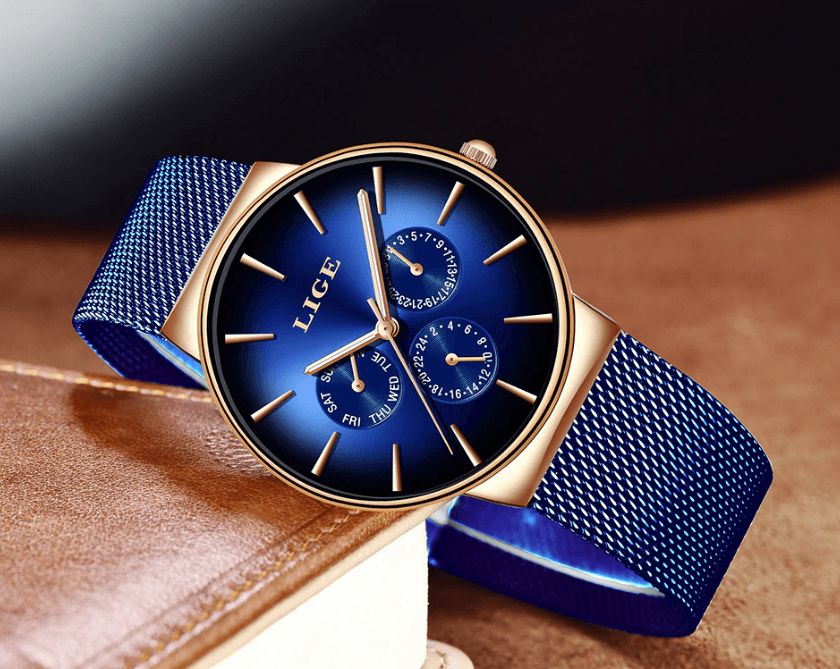 Men's Elegant Watch With  Stainless Steel Straps And Chronometers For Day And Date Display Unique Design Perfect Gift For Man And Women Stevvex