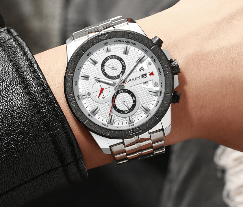 Men's Waterproof  Watch With Chronometers Day View And Fluorescent Hands Unique  Luxury Design  Perfect Gift Stevvex