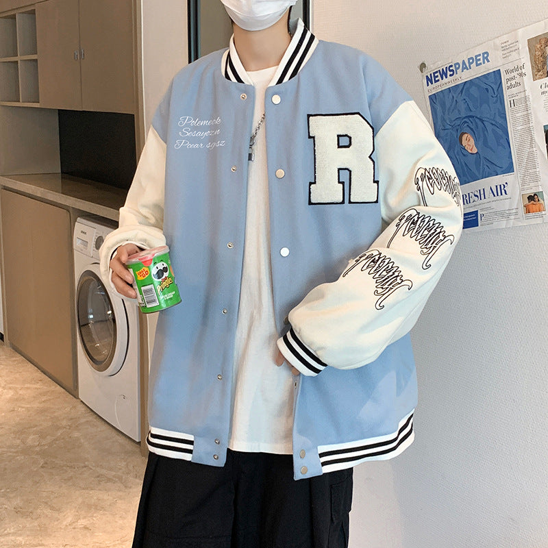 New Elegance Spring Autumn Coat Baseball Bomber Jacket Loose Letter R Men Women Couples Tops Plus Size Jackets Streetwear Stevvex