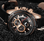 Men's Waterproof Sports  Watch With Leather Belts, Chronometers Day View Fluorescent Pointers Unique Design Perfect Gift Stevvex