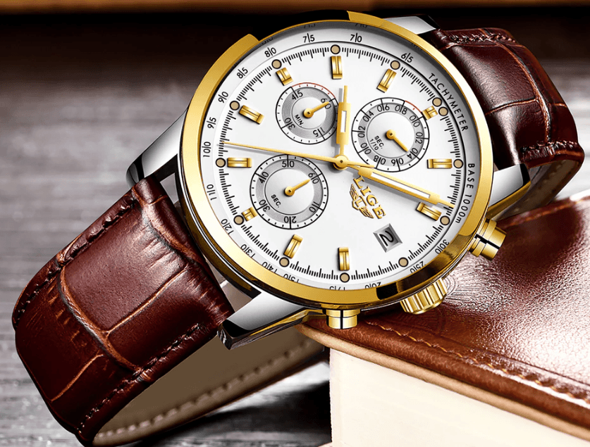 Men's  Waterproof Watch With Chronometers Date Display And Fluorescent Pointers Excellent Look Perfect Gift Stevvex