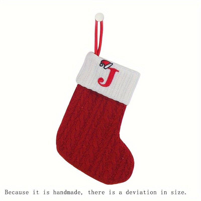 1pc Knitted Christmas Socks Stocking Gift Bag - Embroidered Alphabet, Candy Design, Scene Decor, Room Decor, Home Decor, Holiday Party Decor, Festive Gift Idea for Family and Friends Lootquake LLC