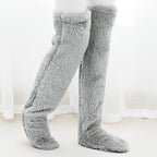 Fuzzy Thigh High Stockings, Warm Over-the-Knee Socks for Women, Solid Color Lootquake LLC