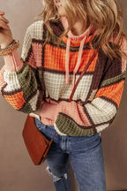 Drawstring Color Block Mock Neck Sweater - SJB-DIAMOND ELITES