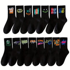 3/6/8/10/12 Pairs Of Medium Length Socks With Graffiti And Spray Painting For Personalized Fashion, Comfort, And Durability Lootquake LLC