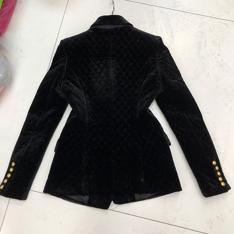 Velvet diamond retro small suit women Pi-Mart