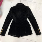 Velvet diamond retro small suit women Pi-Mart