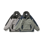 Color-blocking Pocket Pullover Cotton American Retro Men's Cotton Coat Pi-Mart