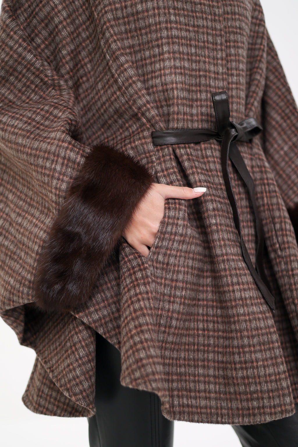Genuine Scandinavian Mink Fur Double Face Wool Poncho - SJB-DIAMOND ELITES