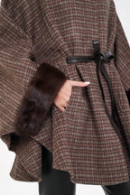 Genuine Scandinavian Mink Fur Double Face Wool Poncho - SJB-DIAMOND ELITES