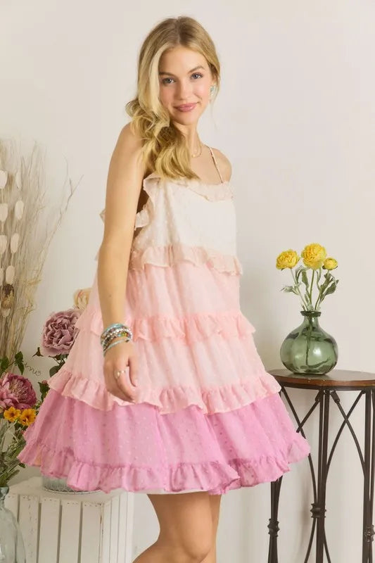 New Swiss Dot Ruffled Tiered Mini Dress For Summer – Feminine, Fluttering, Charming, Playful, Chic & Stylish Stevvex